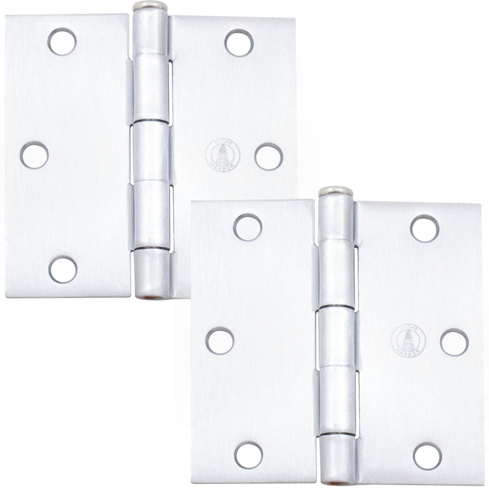 Standard Hinge - 3 1/2-inch Square Corner / Satin Chrome