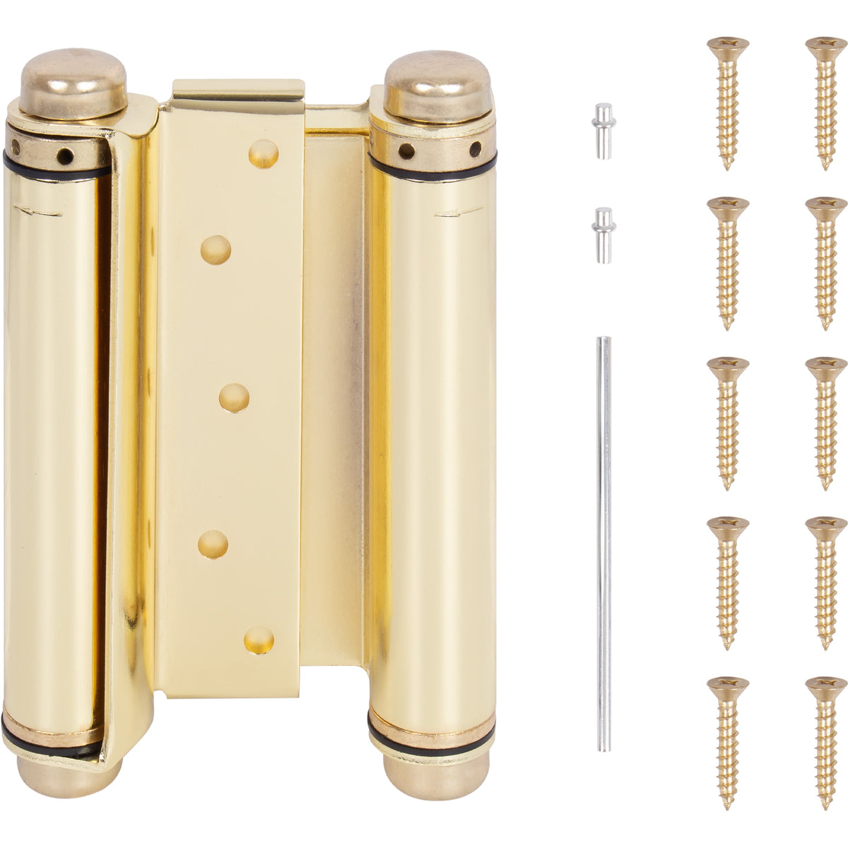 Heavy-Duty Double Acting Spring Hinge - Polished Brass
