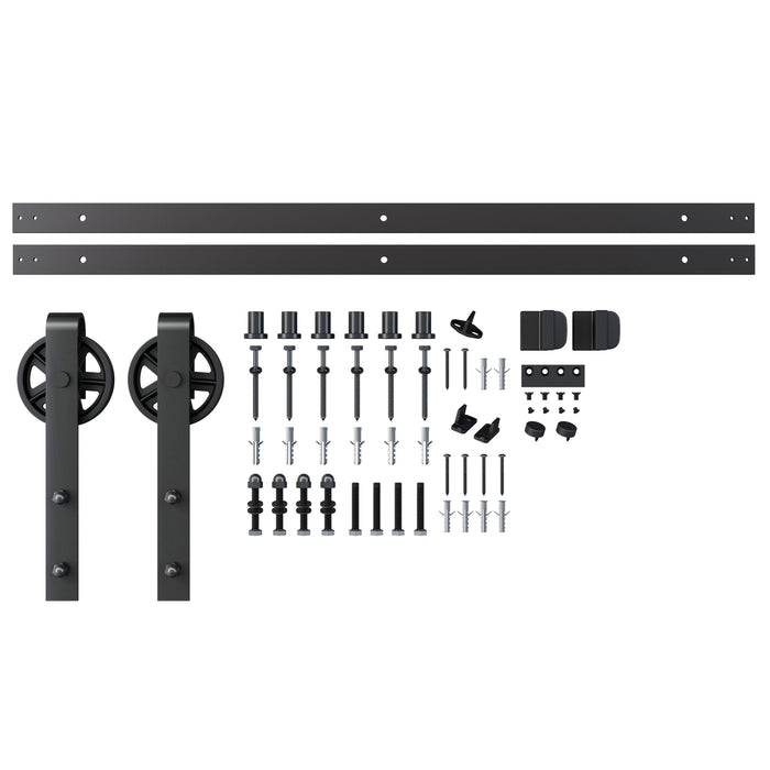 Wagon Wheel Strap Style Sliding Door Hardware Set, Fits Doors up to 36 Inches, Oil-Rubbed Bronze