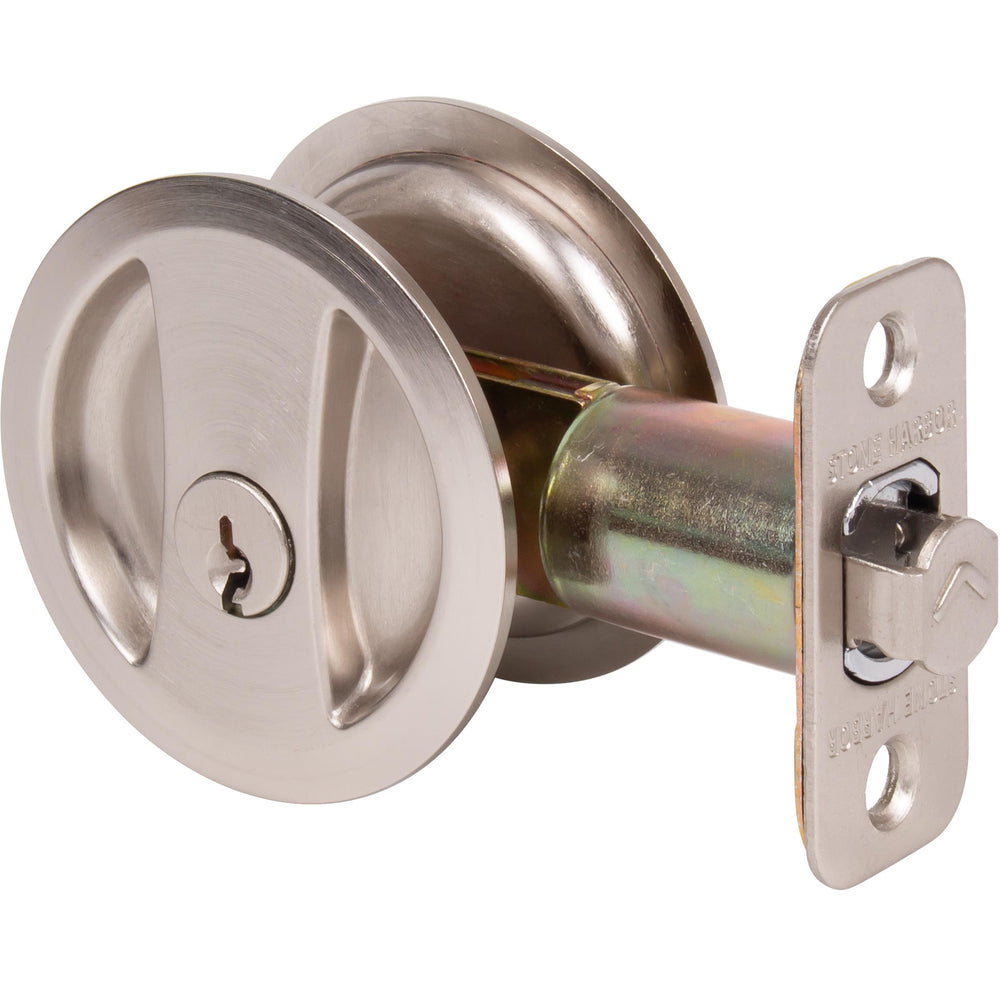Round Pocket Door Lock, Keyed Entry Function