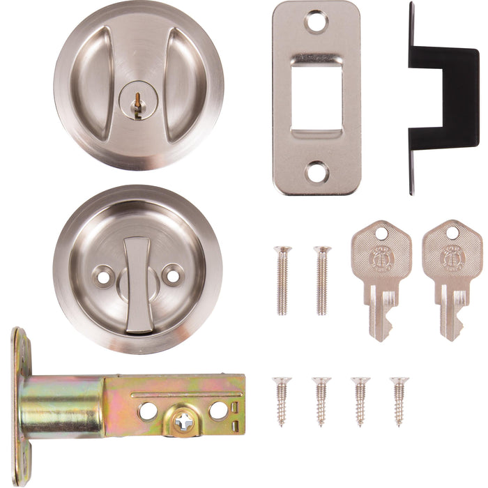 Round Pocket Door Lock, Keyed Entry — Stone Harbor Hardware