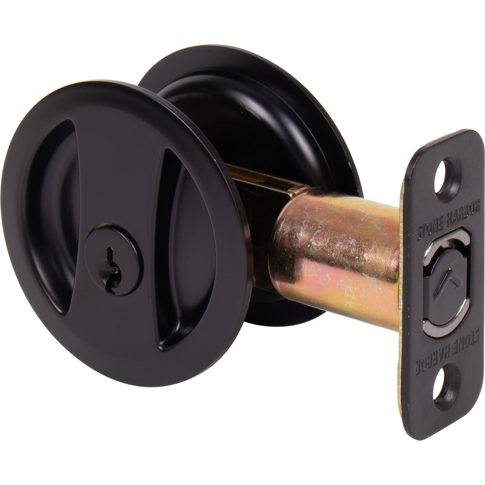Round Pocket Door Lock, Keyed Entry Function