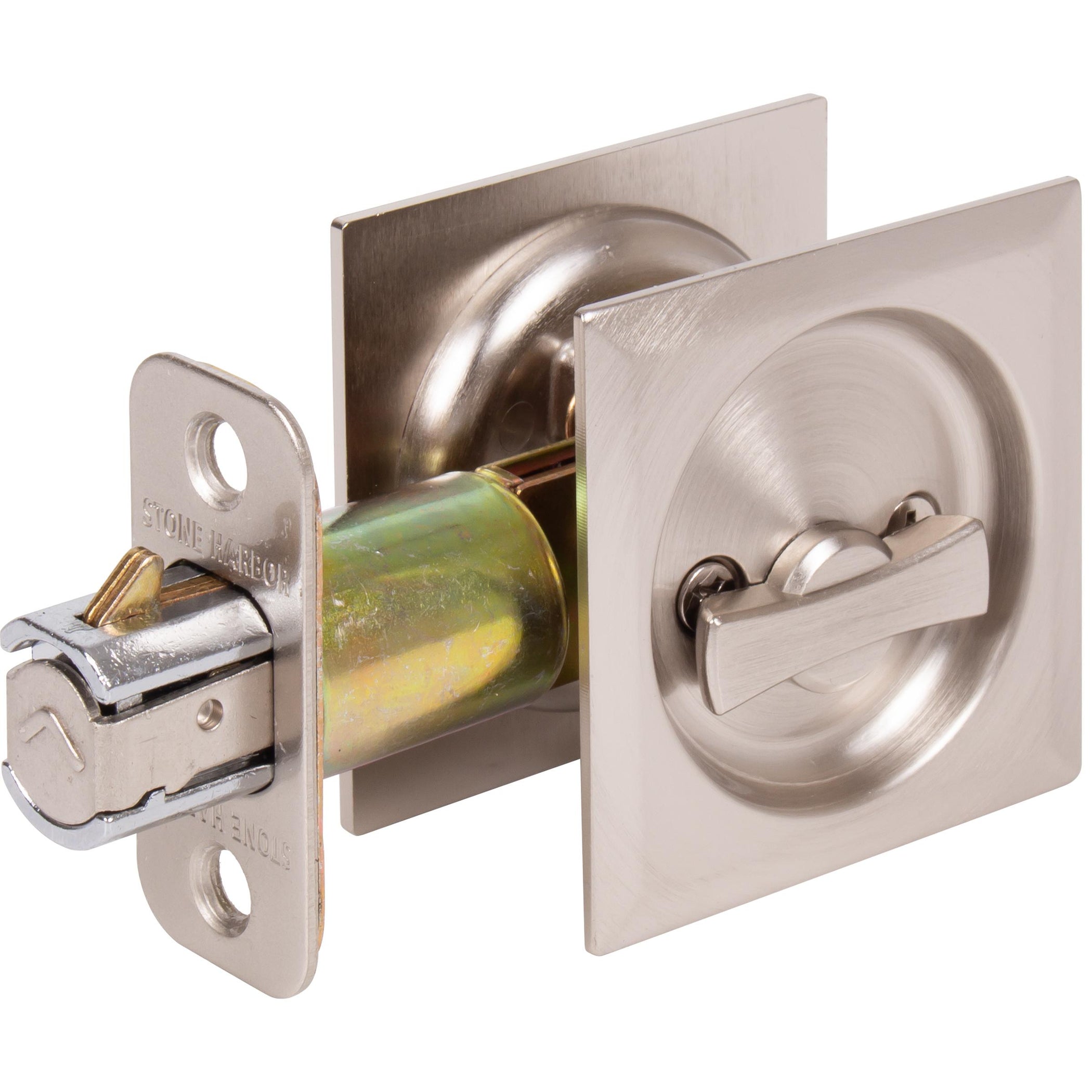 Contemporary Square Pocket Door Lock, Keyed Entry — Stone Harbor Hardware