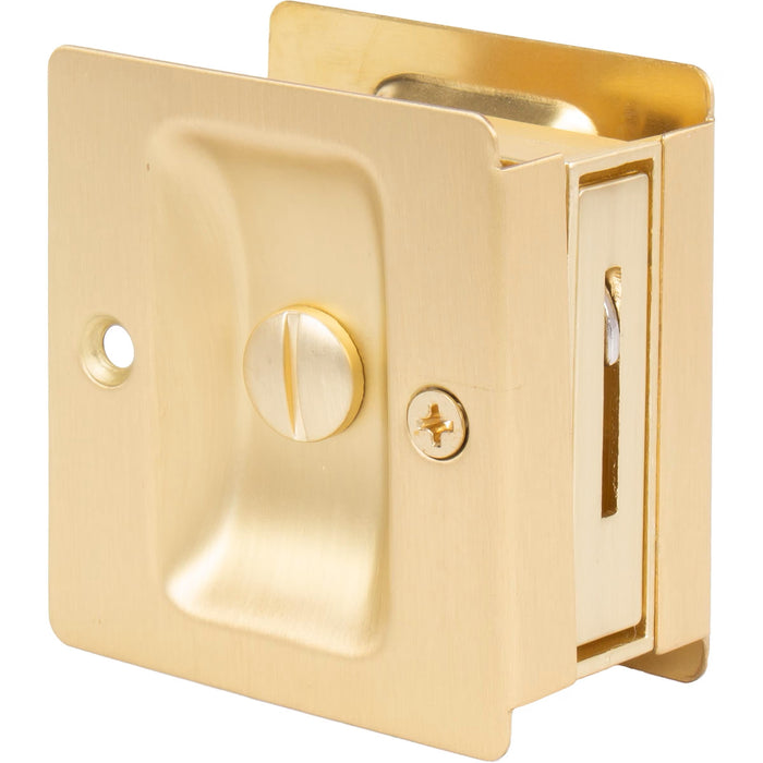 Stone Harbor Hardware Round Pocket Door Lock, Passage (Hall/Closet) Latch,  2-3/8 Backset, RCL, Satin Brass By Stone Harbour Hardware - Wayfair Canada