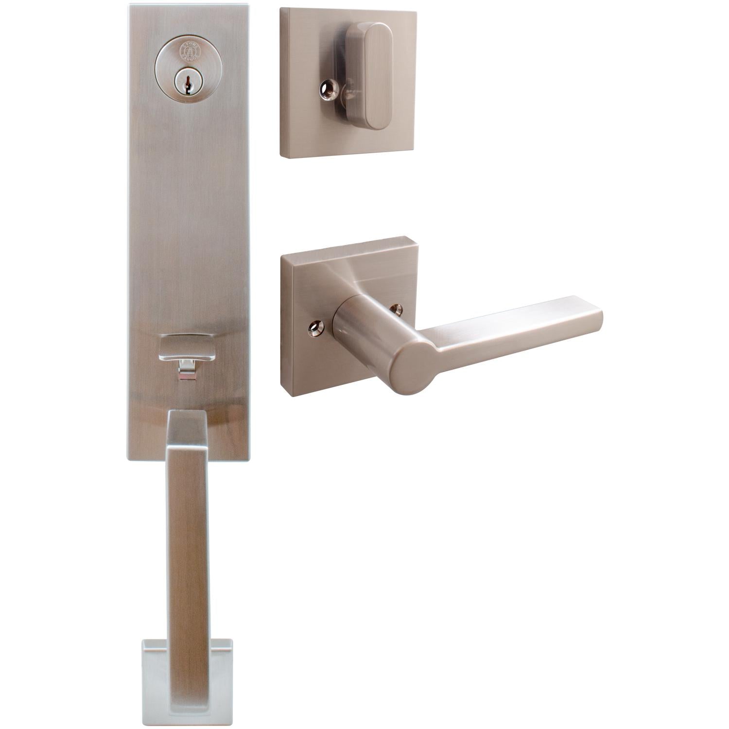 Munich Handleset with Vienna and Square Rose Interior Trim