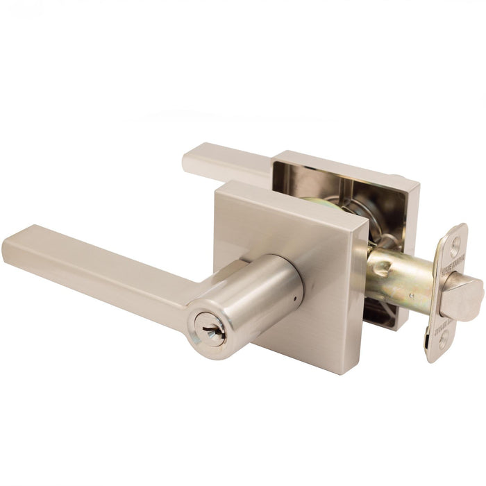 Vienna Door Lever with Square Rosette, Entry Latch