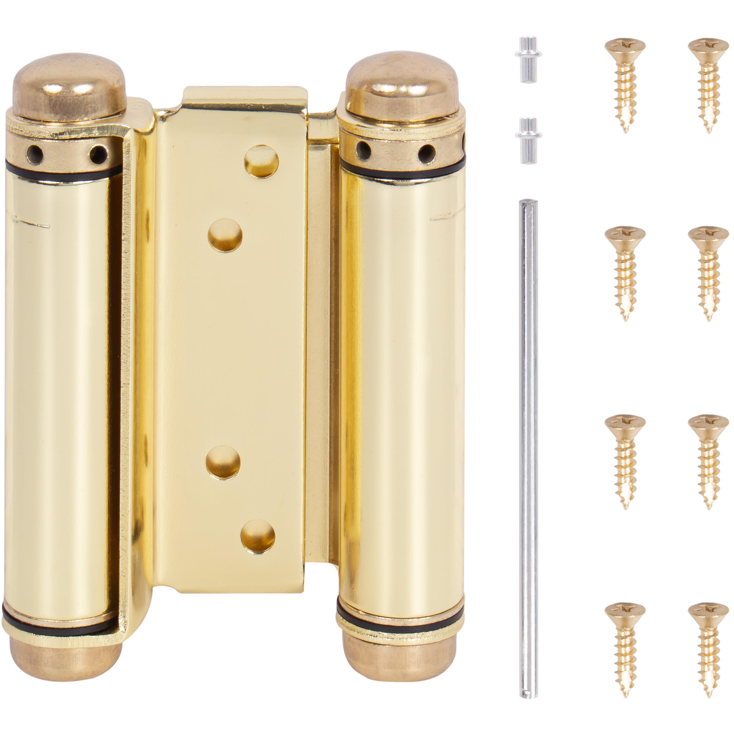 Heavy-Duty Double Acting Spring Hinge - Polished Brass