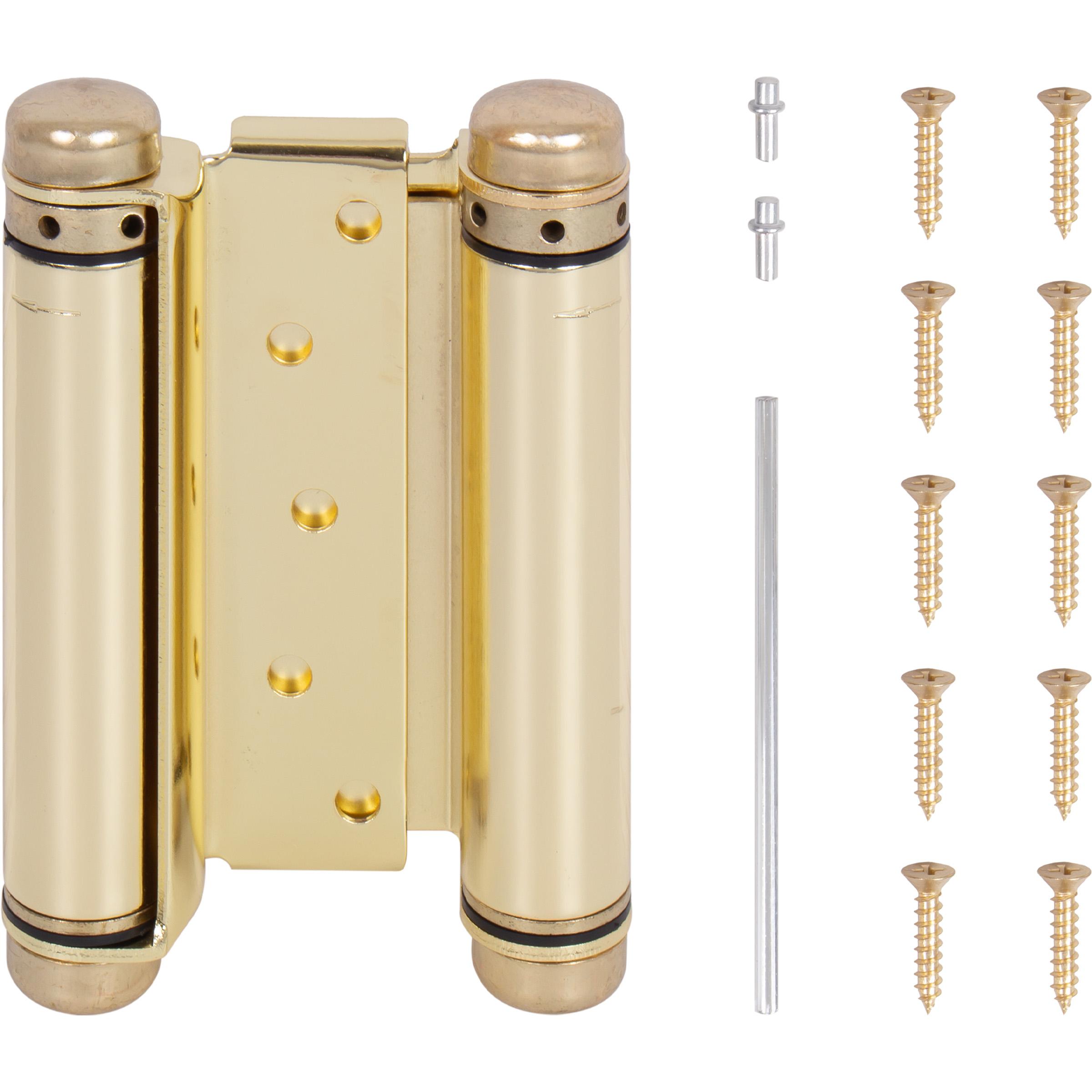 Heavy-Duty Double Acting Spring Hinge - Polished Brass