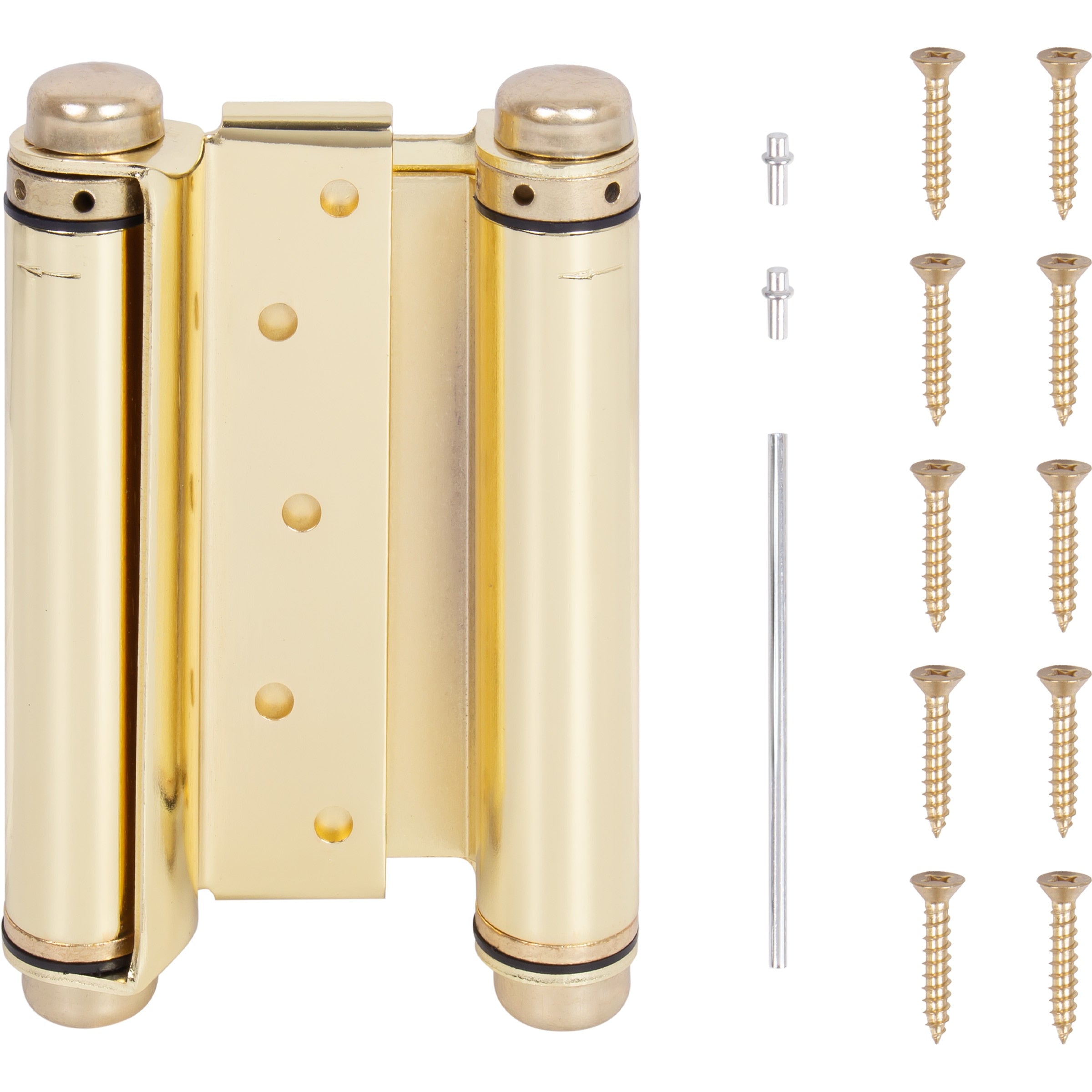 Heavy-Duty Double Acting Spring Hinge - Polished Brass