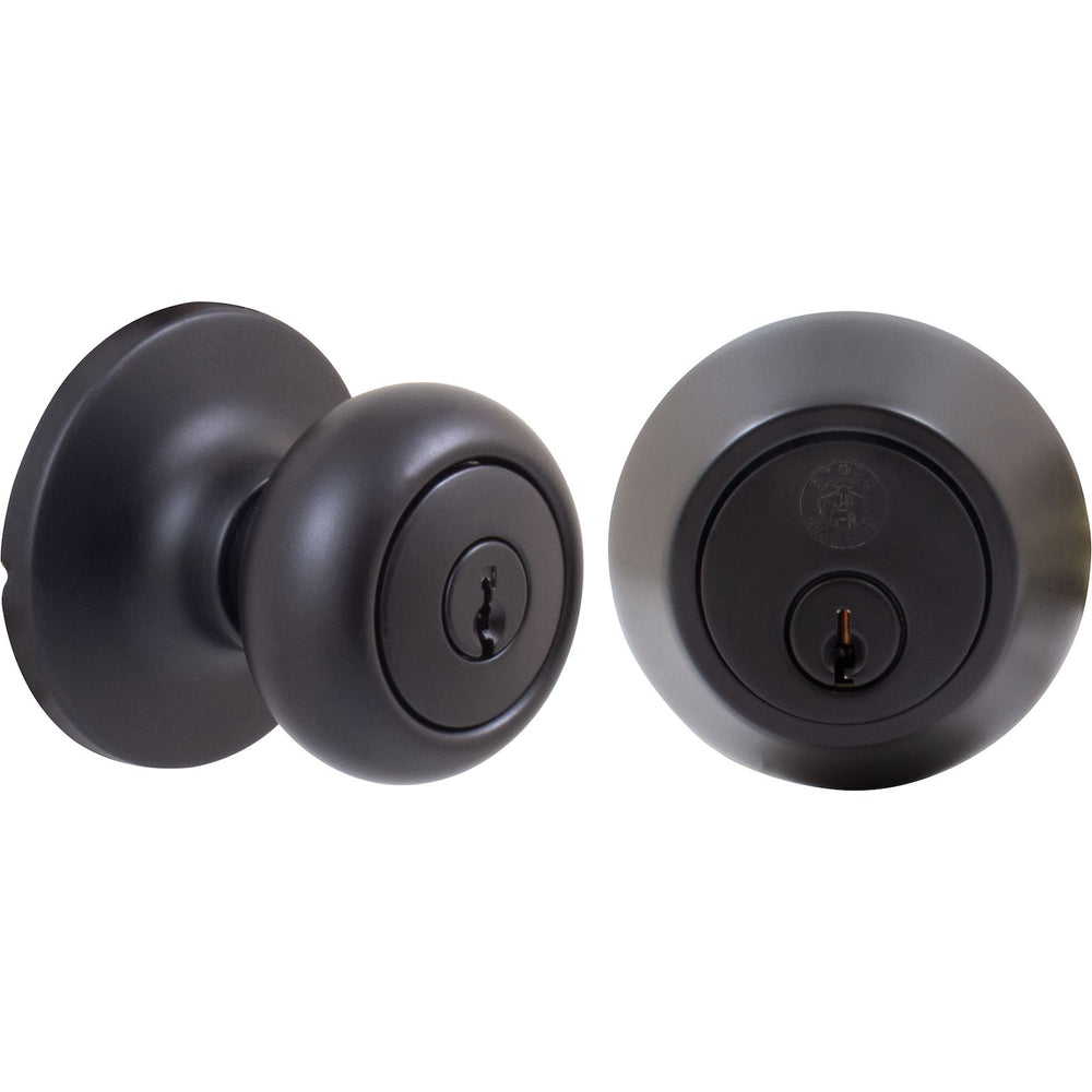 Highland Door Knob Combo (With Deadbolt), KW Keyway, Clear Pack, Matte Black by Stone Harbor Hardware